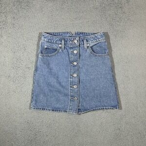 Levi's Denim Skirt Women Size 25 Button Front Mini Blue Jean Skirt A-Line #2440